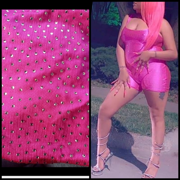 Pants - BARBIE PINK RHINESTONE ROMPER